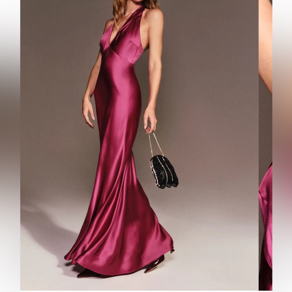 Reformation Daniela Satin Gown in Pink